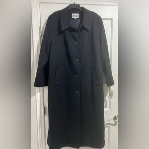 Vintage Black Merino Wool Women's Coat